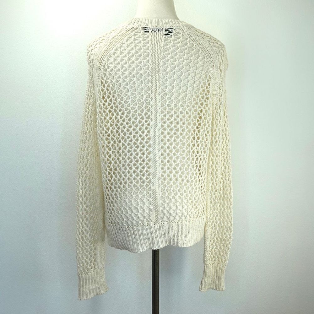 360 Sweater Sweater Open Crochet Knit Design Silk and Linen Size Small - Picture 4 of 15